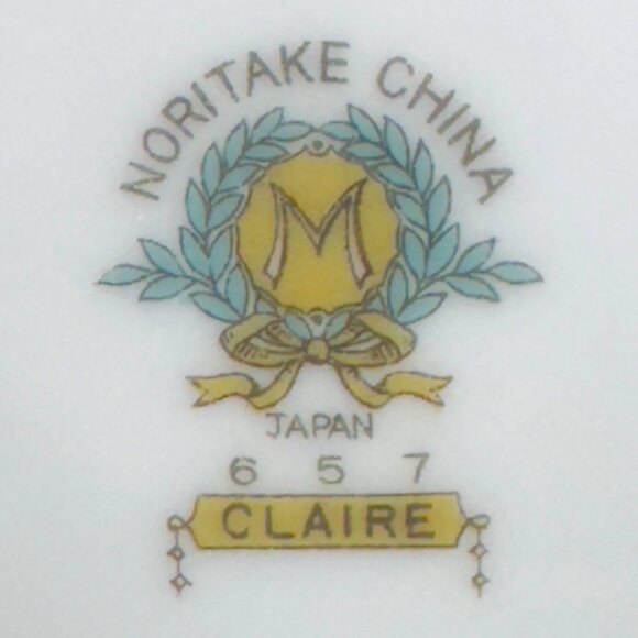 Vintage Noritake Claire 657 China Oval Serving Bowl Floral & Gold Handles Japan - Picture 6 of 6